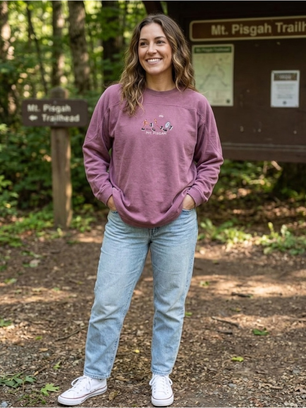 Mt. Pisgah Embroidered Dusty Rose Crewneck Sweatshirt